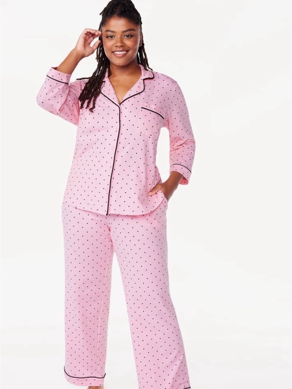 Pink Polka Dot Long Sleeve Pajama Set